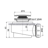 Alcaplast zuhanyszifon click-clack leeresztvel 65mm magas ef
