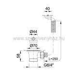 Leeresztszelep tfolys 1m+csepp.tlchoz 70mm